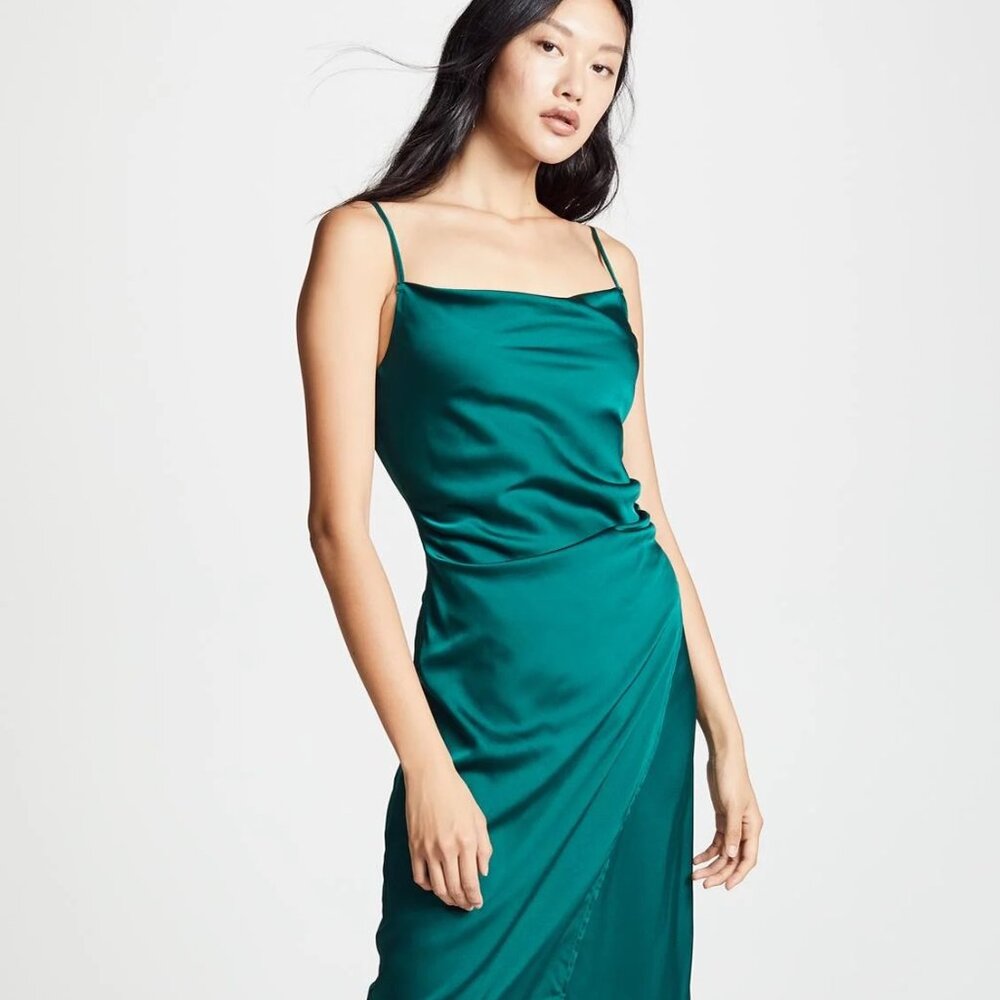 re:named Emerald Satin Slip Dress